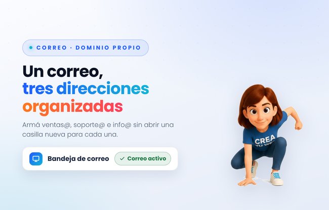 Correo profesional para tu web de Crea Tu Web: como organizar ventas@, soporte@ e info@ paso a paso